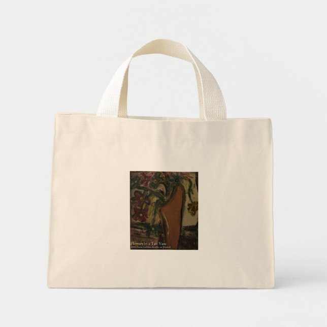 flowers in a tan vase mini tote bag (Front)