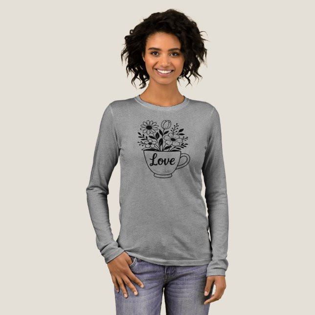 Flowers in a Tea Cup Tri-Blend Shirt (Full Front)