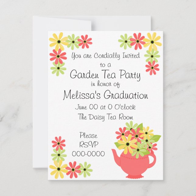 Flowers in a Teapot Invitation (Front)