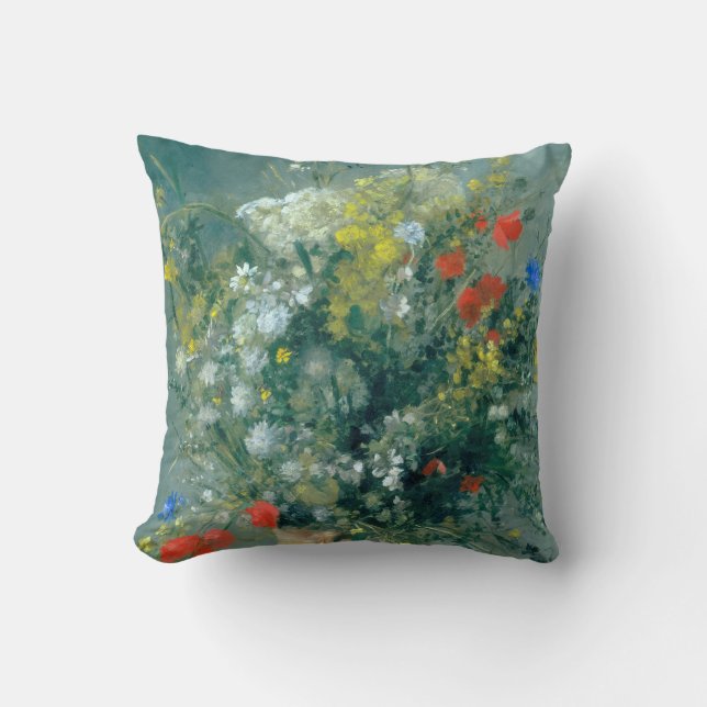Flowers in a Vase Auguste Renoir Fine Art Throw Pillow (Front)