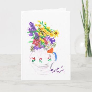 Flowers In A Vase Card by SaraAnnsArtShop at Zazzle