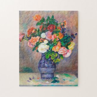 Flowers in a Vase Pierre Auguste Renoir painting Jigsaw Puzzle