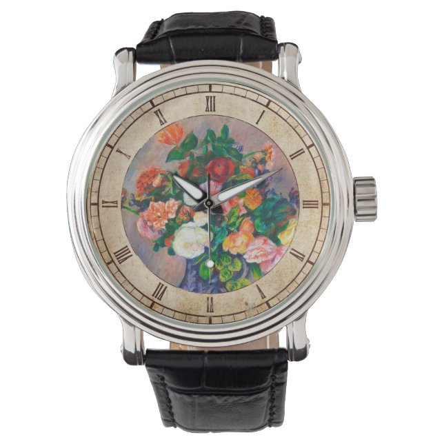 Flowers in a Vase Pierre Auguste Renoir painting Watch (Front)