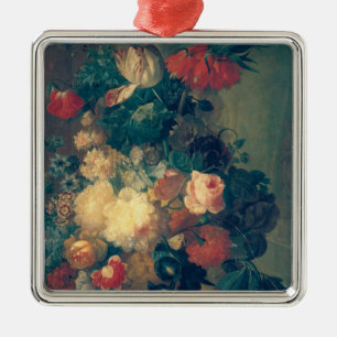 Flowers in a Vase with a Bird's Nest Metal Ornament