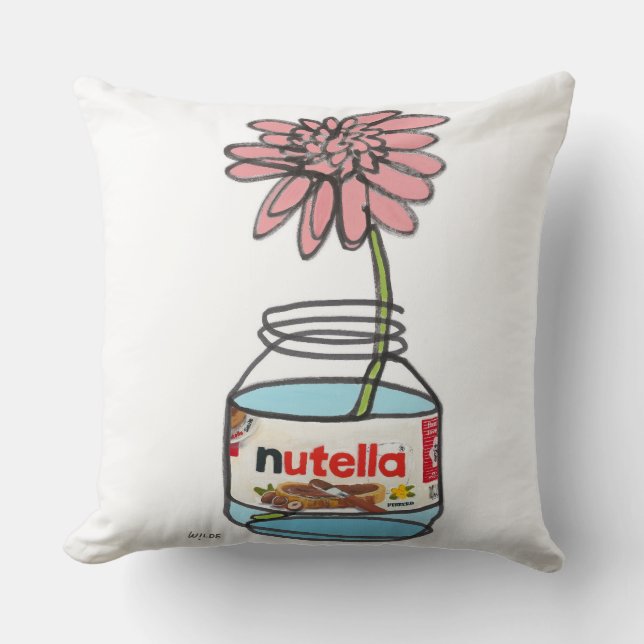 Flowers in a vase with chocolate throw pillow (Front)