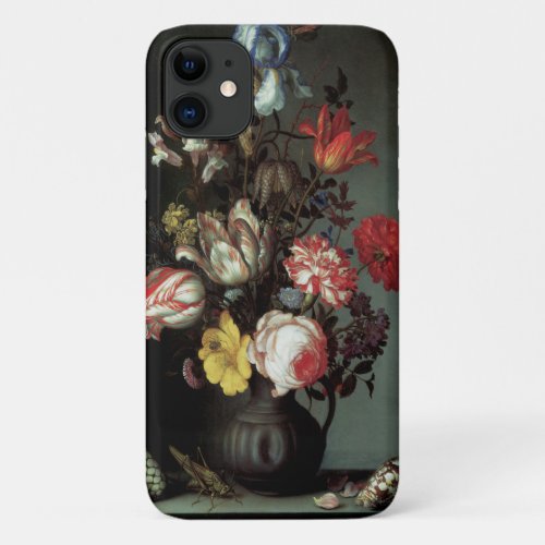 Flowers in a Vase with Shells and Insects iPhone 11 Case