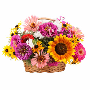 Flowers in a Wicker Basket Sculpture