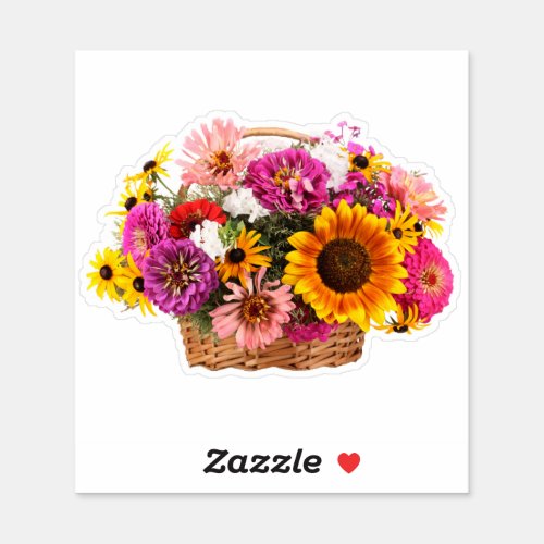 Flowers in a Wicker Basket Sticker