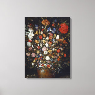 Flowers in a Wooden Vessel (by Jan Brueghel) Canvas Print