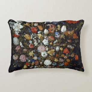 Flowers in a Wooden Vessel Jan Brueghel the Elder Accent Pillow