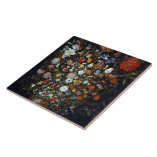 Flowers in a Wooden Vessel Jan Brueghel the Elder  Ceramic Tile