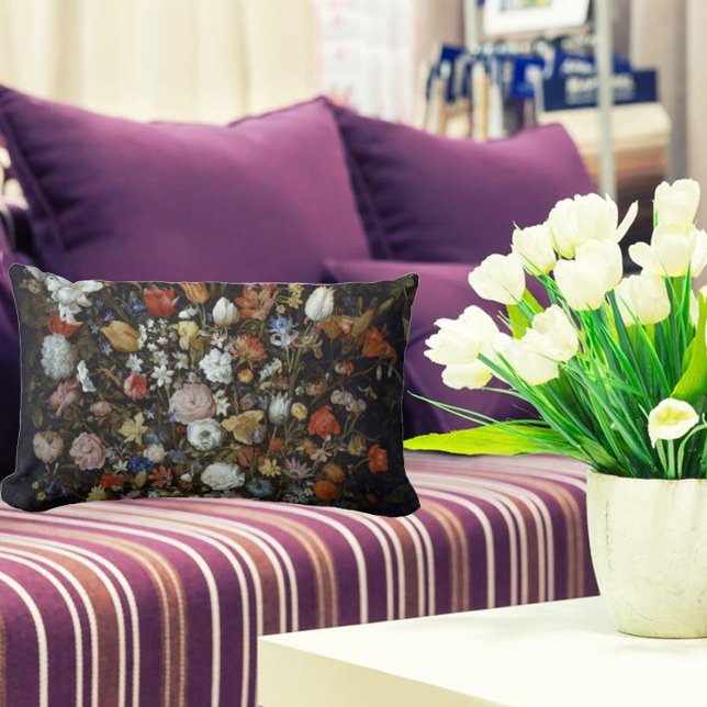 Flowers in a Wooden Vessel Jan Brueghel the Elder  Lumbar Pillow (Creator Uploaded)