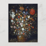 Flowers in a Wooden Vessel Jan Brueghel the Elder  Postcard
