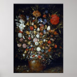Flowers in a Wooden Vessel Jan Brueghel the Elder  Poster