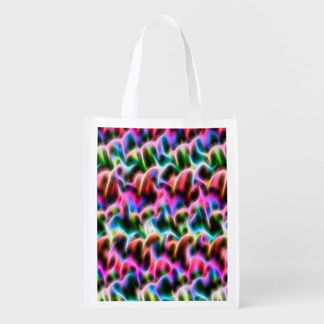 Flowers in abstract pastel color grocery bag (Front)