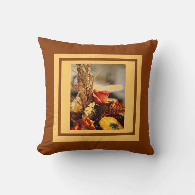 Flowers in Autumn Colors - Throw Pillow (Front)