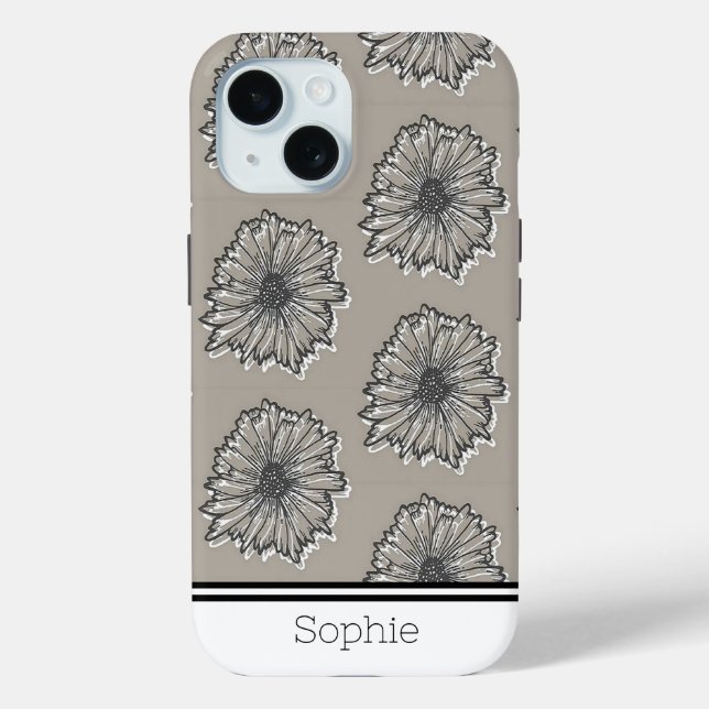 Flowers in Beige Custom Case-Mate iPhone Case (Back)