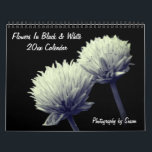 Flowers In Black And White Calendar<br><div class="desc">A collection of pretty flowers in black and white calendar. Photography by Susan. Click on Customize to add text and change calendar year dates. These images are available on many products in my store. Links to all of my stores are located on my Profile page. Thanks for stopping by Smilin'...</div>
