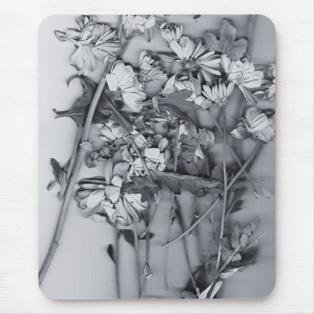 Flowers in Black and White Mouse Pad (Front)
