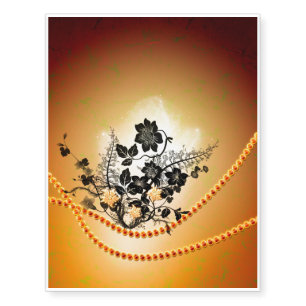 Flowers in black temporary tattoos
