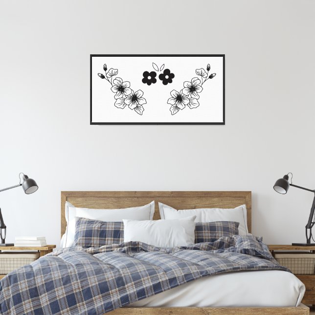 Flowers In Black & White Canvas Print (Insitu(Bedroom))