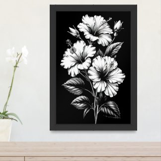Flowers In Black & White Wall Art Poster