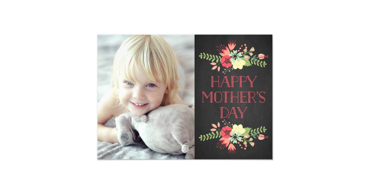 Flowers in Bloom Chalkboard Mother's Day Card Zazzle