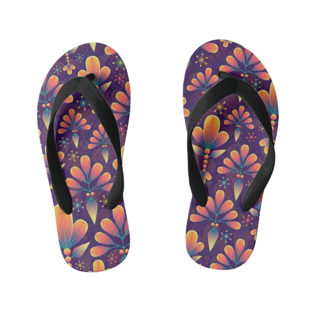 flowers in bloom kids flip flops (Footbed)