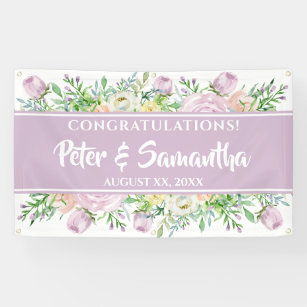 Flowers In Bloom, Purple, Congratulations Wedding Banner