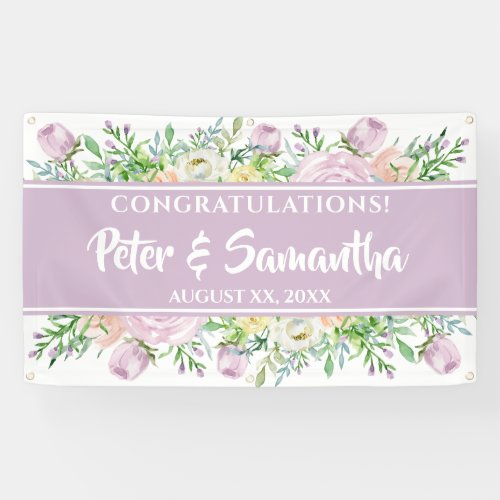 Flowers In Bloom Purple Congratulations Wedding Banner