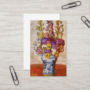 Flowers in Blue and White Vase on Orange Table Business Card