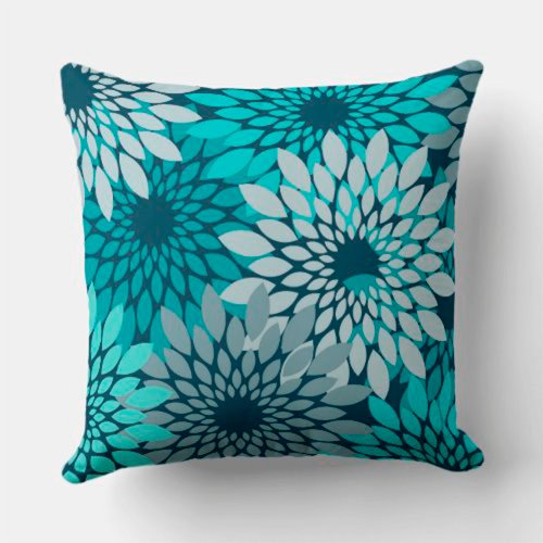 Flowers in blue Throw Pillow 