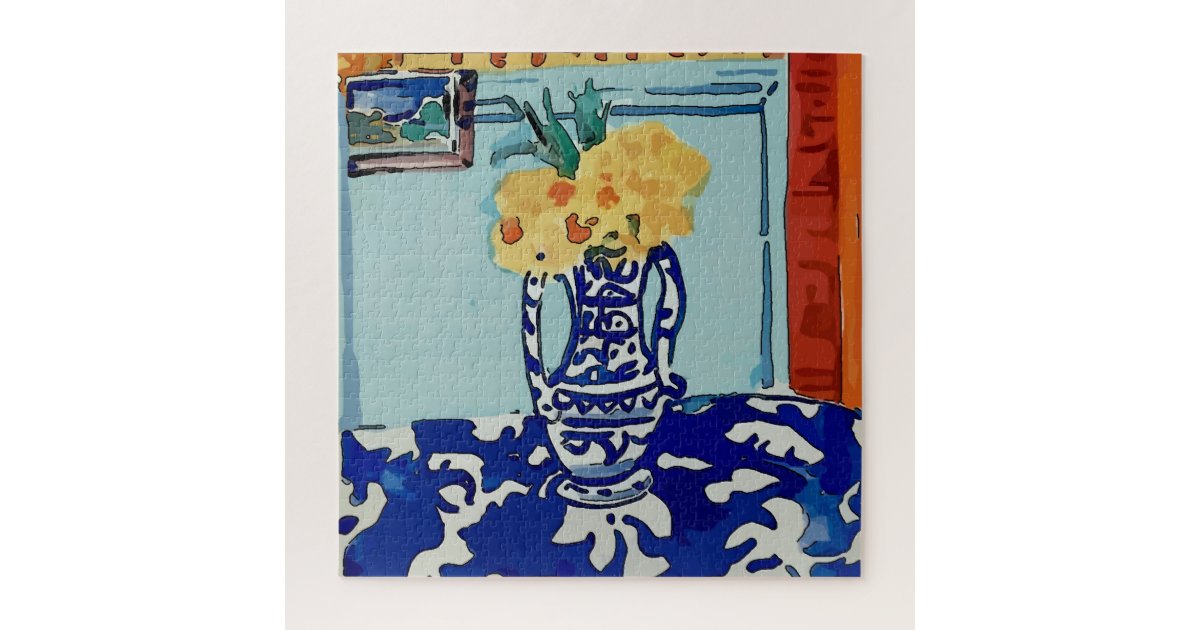 Flowers In Blue Vase Jigsaw Puzzle | Zazzle