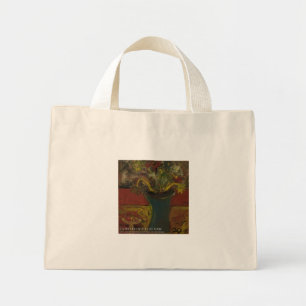 flowers in blue vase mini tote bag
