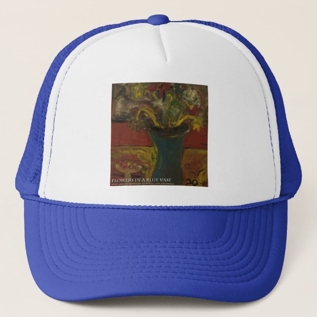 flowers in blue vase trucker hat (Front)