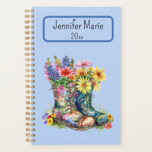 Flowers in Boots Personalize with Name, Year Planner