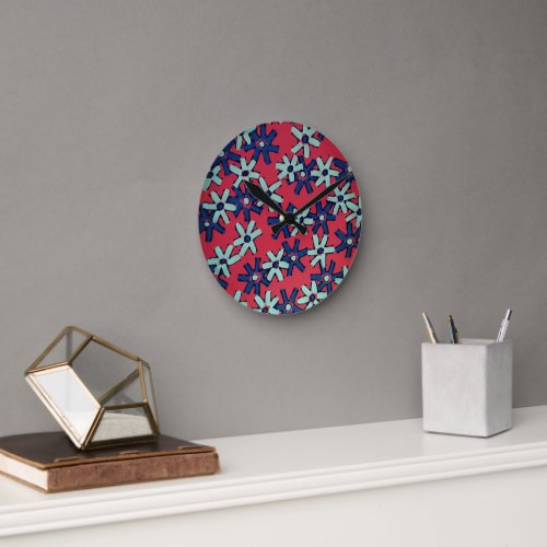 Flowers in color round clock