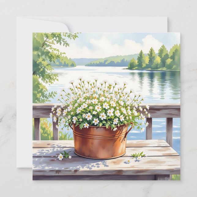 Flowers in Copper pot on Lakehouse Deck Card (Front)