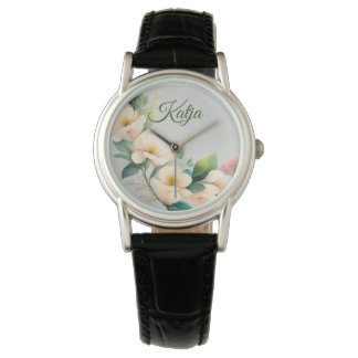 Flowers in cream white watch