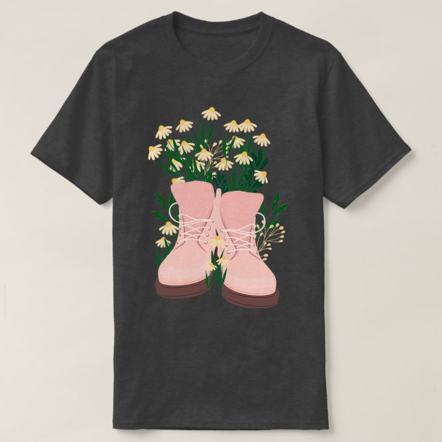 Flowers In Deep Shoes T-Shirt (Design Front)
