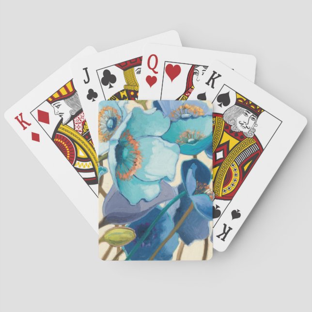 Flowers in Different Shades of Purple and Blue Poker Cards (Back)
