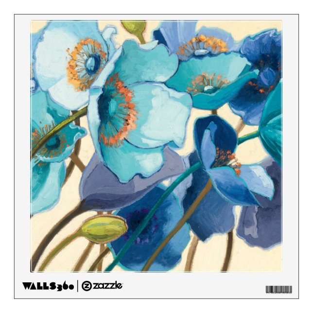 Flowers in Different Shades of Purple and Blue Wall Sticker (Front)