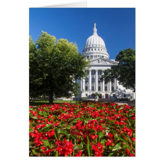 Flowers In Front Of State Capitol Building Cards (Front)