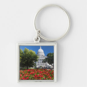 Flowers In Front Of State Capitol Building Keychain