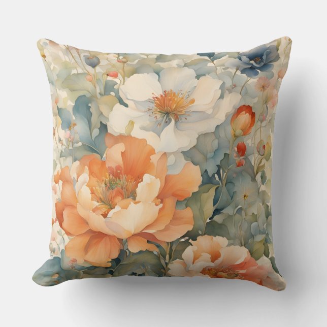 Flowers in gardern throw pillow (Front)