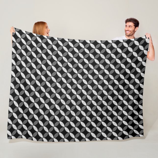 Flowers in Geometry, Grey Fleece Blanket (In Situ)