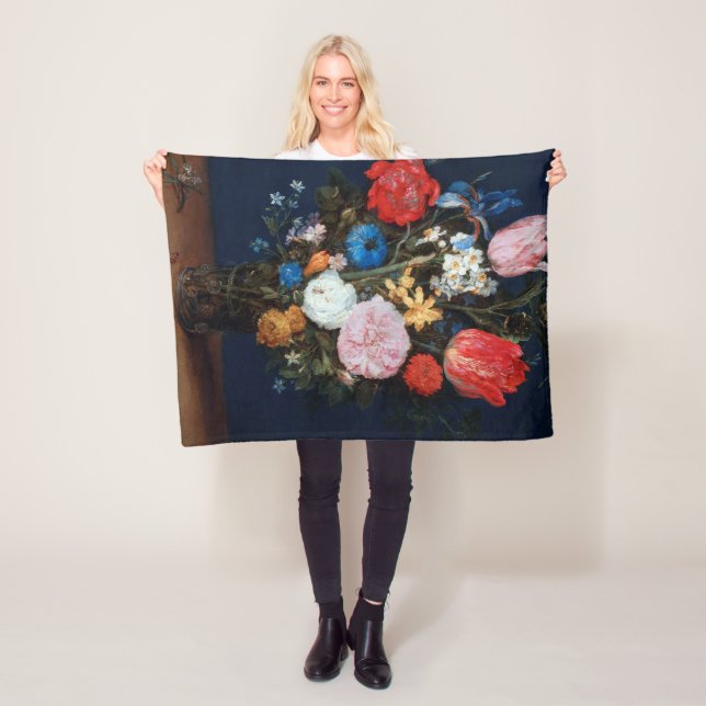 Flowers in Glass Vessel, Jan Brueghel the Elder Fleece Blanket (In Situ)