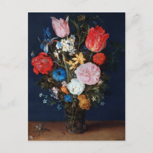 Flowers in Glass Vessel Jan Brueghel the Elder Postcard