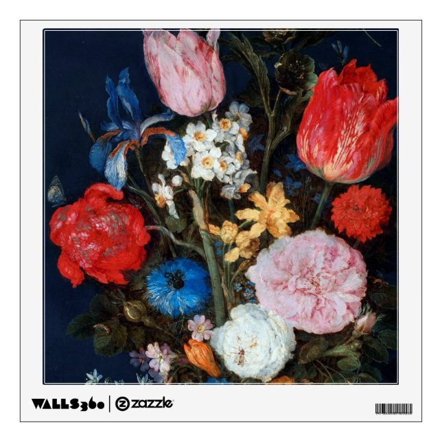 Flowers in Glass Vessel, Jan Brueghel the Elder Wall Decal (Front)
