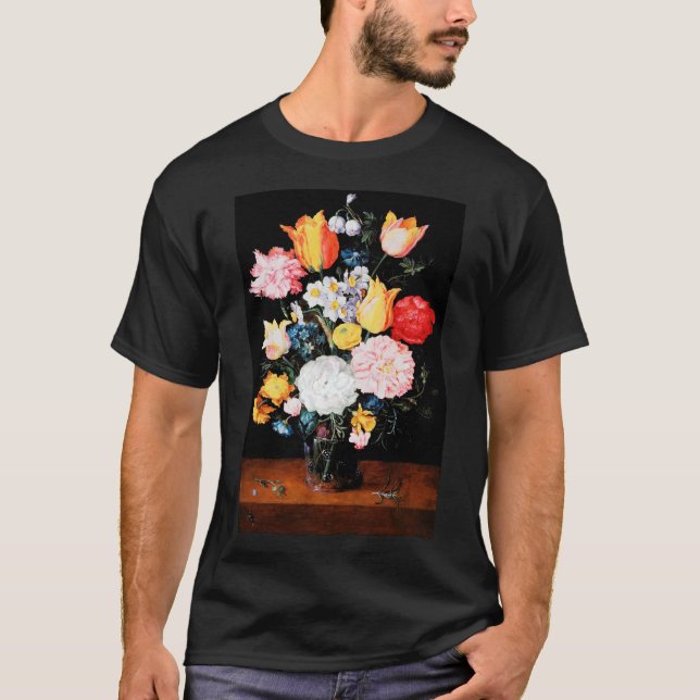 Flowers in Glass Vessel, Jan Brueghel the Younger T-Shirt (Front)